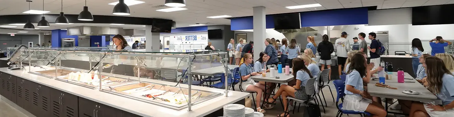 students eating in the cafeteria
