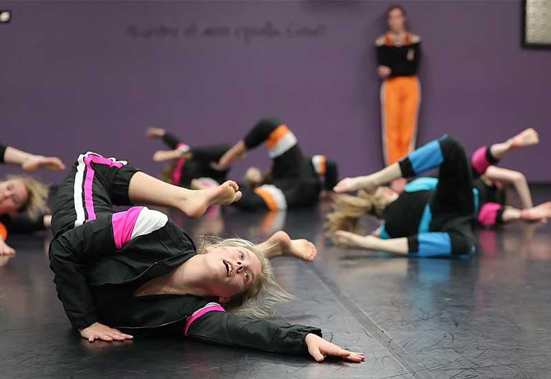 students practice in a studio with Chicago Dance Crash