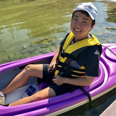 Student in kayak